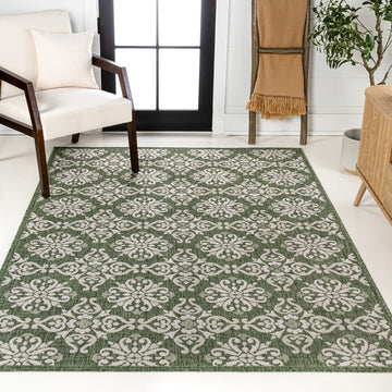 Amora Traditional Mediterranean Tile Design Indoor/Outdoor Area Rug